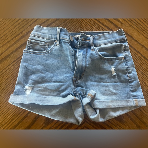 PacSun denim shorts. The Shortie. All in size 23. (3 shorts in blue,dark,white - Picture 1 of 7